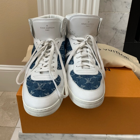 louis vuitton high top denim sneakers
